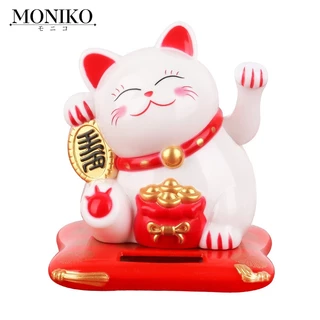 MONIKO แมวกวัก แมวกวักนำโชค แมวญี่ปุ่น พลังงานแสงอาทิตย์ แมวนำโชค น่ารัก แต่งบ้าน โต๊ะทำงาน หน้ารถ ของขวัญ เสริมฮวงจุ้ย ของขวัญ