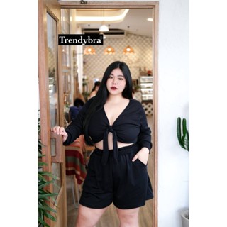 🔥Plussize🔥ชุดเซทเสื้อ+กางเกงคนอ้วน🔥  Lอก40-46 เอว34-42      XLอก48-54 เอว42-46