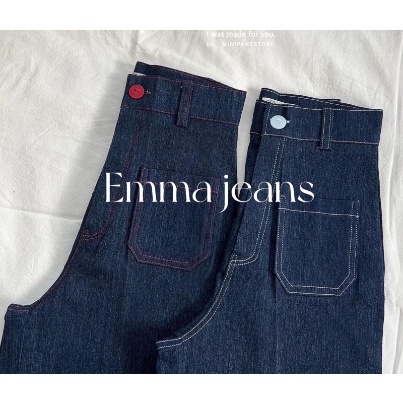 Emma jeans | กางเกงยีนส์สีเข้มขากระบอกกลาง