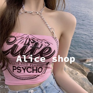 Alice  แฟชั่นสไตล์เกาหลี y2k เสื้อยืดแขนสั้นสั้นด้านบนผู้หญิง 2022 ล่าสุดสบาย ๆ  Stylish คุณภาพสูง Chic รุ่นใหม่ A29J04J 36Z230909