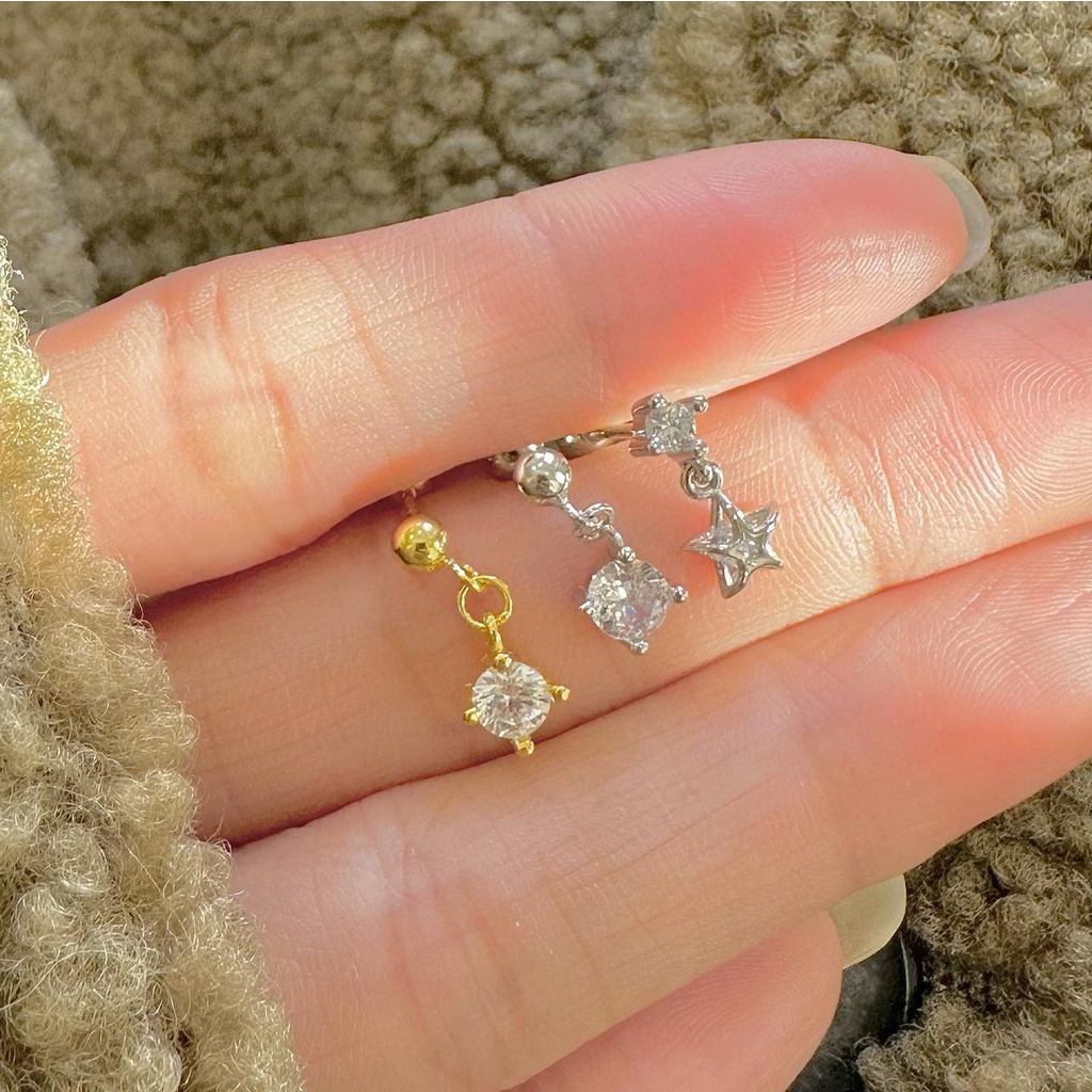 Suwann.na ต่างหู ต่างหูเงินแท้ จิว จิวเงินแท้ จิวเพชรตุ้งติ้ง จิวเพชรกลม จิวเพชร