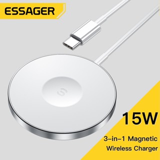 Essager เครื่องชาร์จแม่เหล็กไร้สาย 15w เข้ากันได้กับโปรโตคอล 5w / 3w หูฟังนาฬิกาโทรศัพท์มือถือชาร์จเร็ว