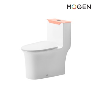 MOGEN MOS66-2(ECO) โถสุขภัณฑ์ชิ้นเดียว พร้อมฝาหม้อน้ำเมลามีน (Flamingo Color) FLUSH SENSOR (ฝา Slow Close)