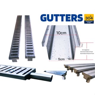 ราง Gutter Stainless304 รุ่นหนา (ราง+ฝา) 1เมตร