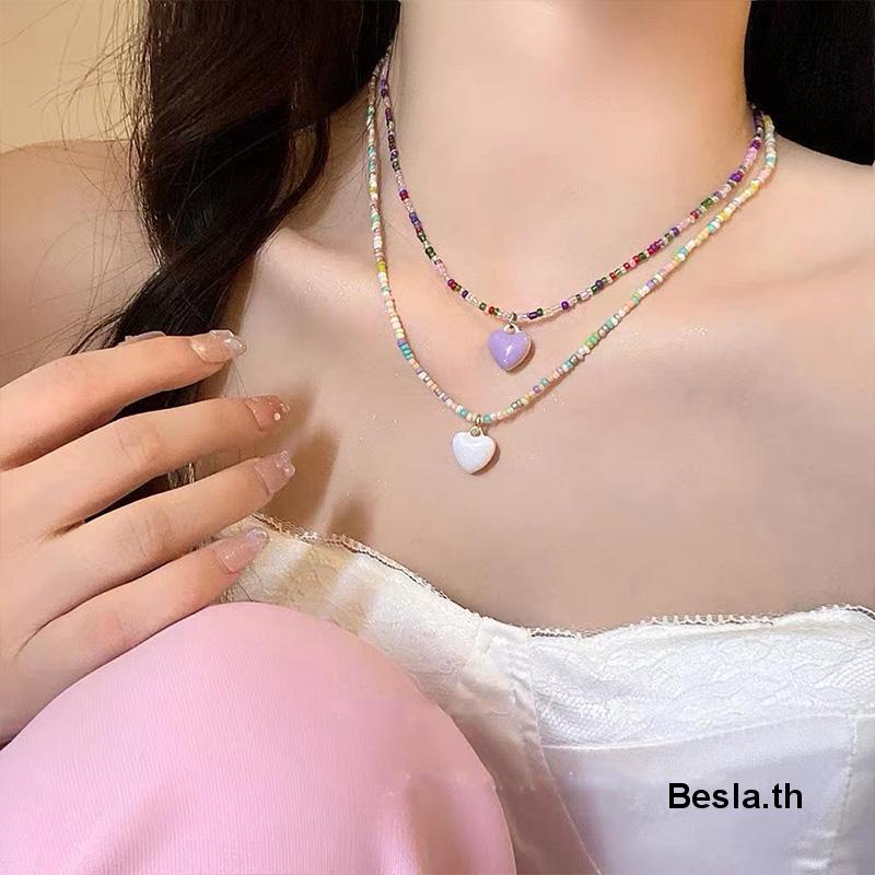 สร้อยคอโซ่ลูกปัด แฮนด์เมด สีแคนดี้ เข้ากับทุกการแต่งกาย สําหรับผู้หญิง