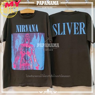 LIFE BIL [ NIRVANA ] Sliver  ฟอกนุ่ม วินเทจ สวยมาก ผ้าร้อย เสื้อวง เนอร์วาน่า  vintage VTG sliver ป้ายGiant USA