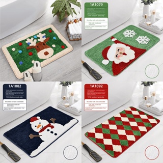 【สินค้าไทย】พรมปูพื้นห้องน้ํา Merry Christmas ห้องครัว เสื่อ 40 * 60 ซม. / 50 * 80 ซม. ดูดซับน้ํา พรมปุย ห้องน้ํา พรมห้องครัว เทศกาลคริสต์มาส ของขวัญ