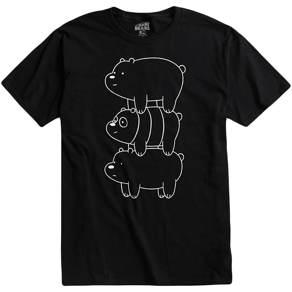 Changes We Bare Bears Bear Stack Novelty Graphic Short Sleeve T-Shirt Sports Fitness Plus Size Top Casual Tee
