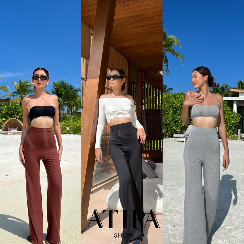 Atipashop - RAMON PANTS กางเกงขายาว ทรงเอวสูง มีหลายสีให้เลือก