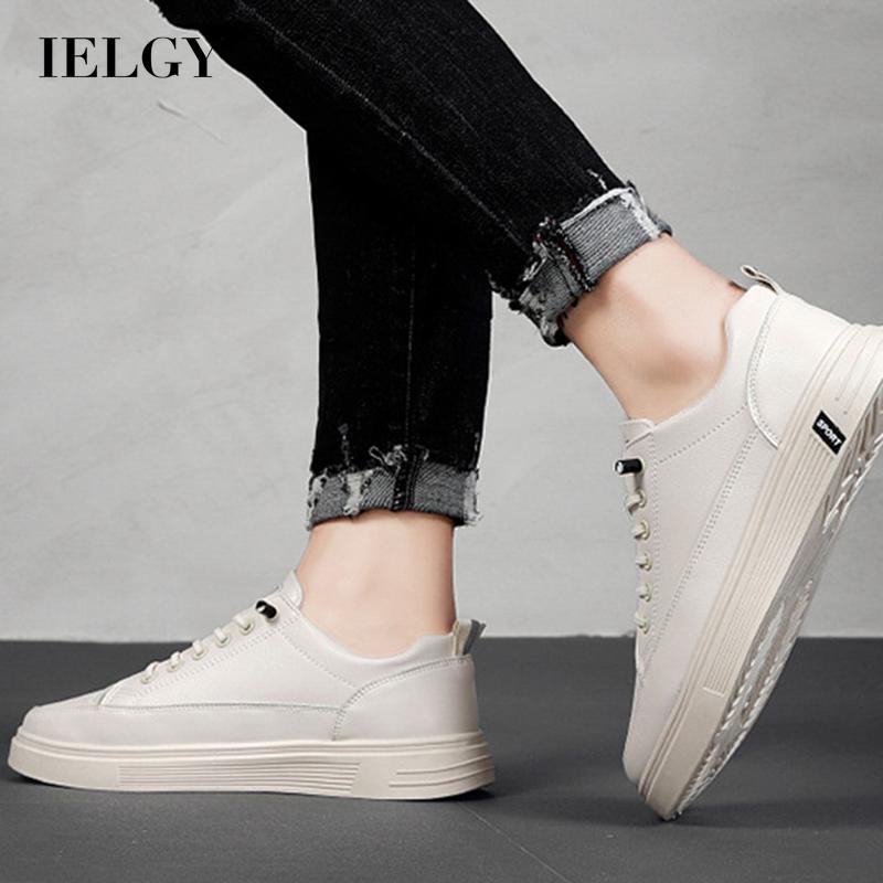 IELGY รองเท้าลําลองหนังระบายอากาศสไตล์เกาหลีทุกการแข่งขันสําหรับผู้ชาย
