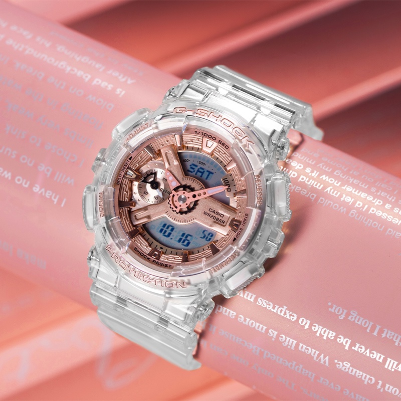 Casio Ice Tough G-SHOCK Glacier Sports Transparent Rose Gold Watch Female GMA-S110SR-7A/120