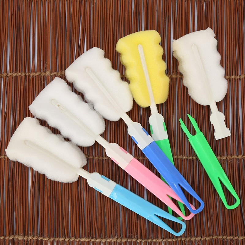 แปรงฟองน้ํา ถอดออกได้ สําหรับทําความสะอาดแก้วชา ขวดน้ํา