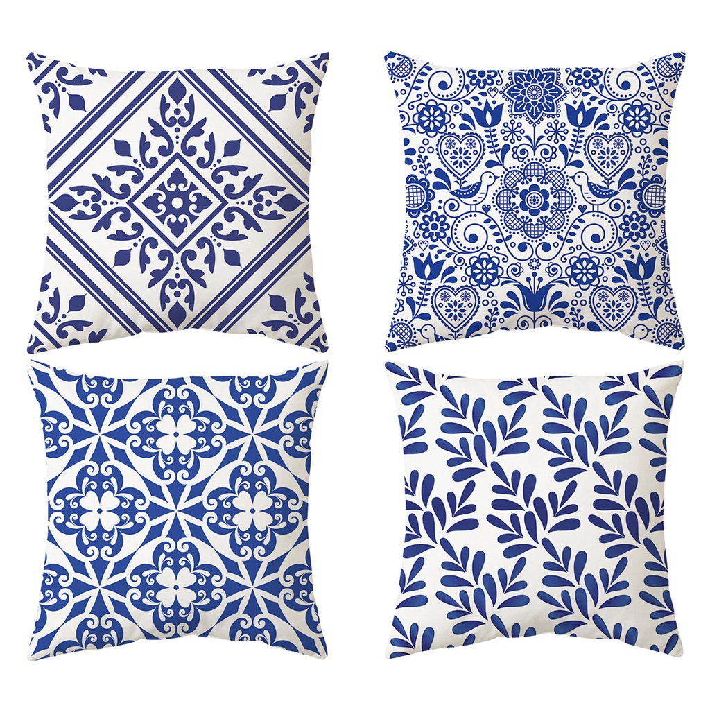 <COD>ปลอกหมอนโพลีเอสเตอร์ ลายแมนดาลา สีฟ้า ขนาด 40 × 40.45 × 45.50 × 50.60 × 60ปลอกหมอนอิงโซฟา รถยนต์ สําหรับตกแต่งบ้าน