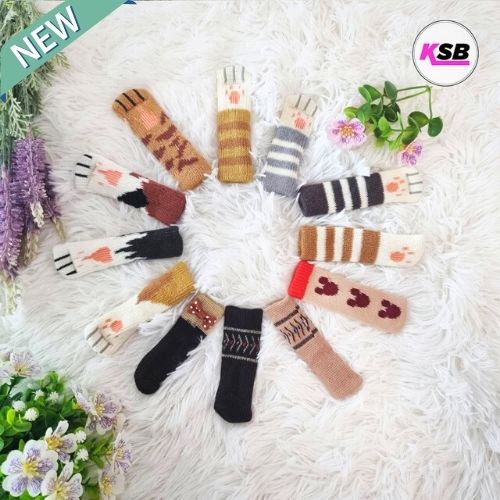 พร้อมส่งจากไทย💯 รองขาเก้าอี้ กันรอย ถุงเท้าถัก ลายน้องเหมียว สำหรับรอง สวม คลุมขาเก้าอี้ กันลื่น มีถึง12แบบ SC-01