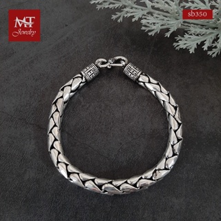 MT สร้อยข้อมือเงินแท้ ลายถัก ลายเปีย รมดำ ข้อมือ 19 ซม. ผู้ชาย Solid 925 Sterling Silver Bracelet (sb350) MT Jewelry มณีธารา