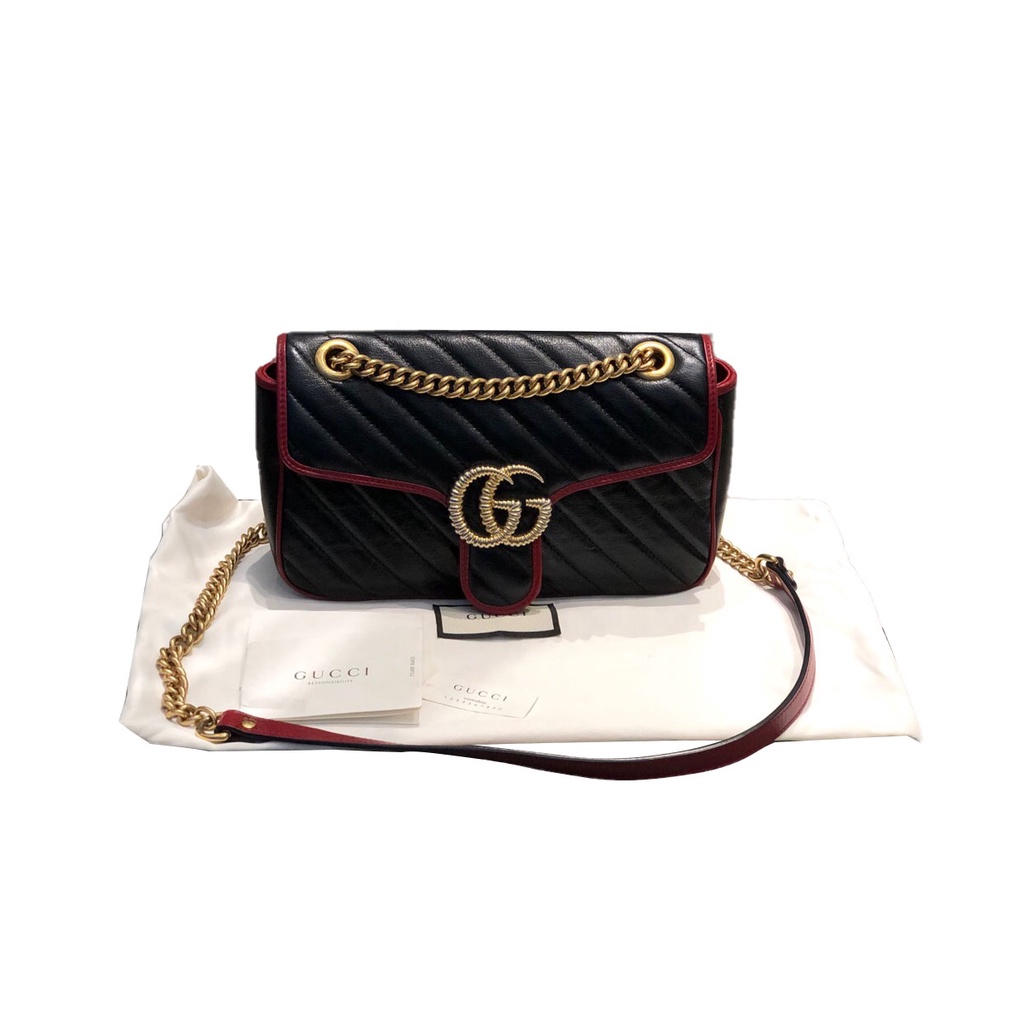 ♠✾Gucci Gucci Marmont กระเป๋าสุภาพสตรีจับคู่สีกระเป๋าสะพาย Messenger