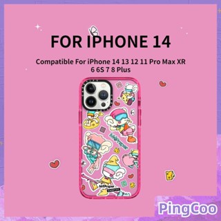 PingCoo - Case For iPhone 14 13 12 11 Pro Max 8 7 6 6s Plus XR TPU Soft Thickened Color Clear Pink Case Cute Cartoon Camera Protection Shockproof Back Cover