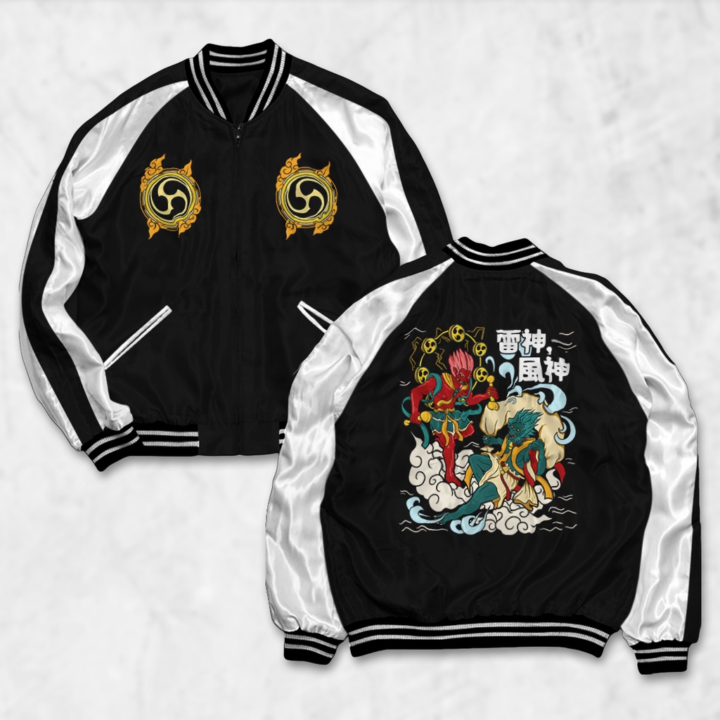 Fortklass Jacket Sukajan Raijin Sablon Jacket ผู้ชายผู้หญิง Distro Unisex Japan Premium Original