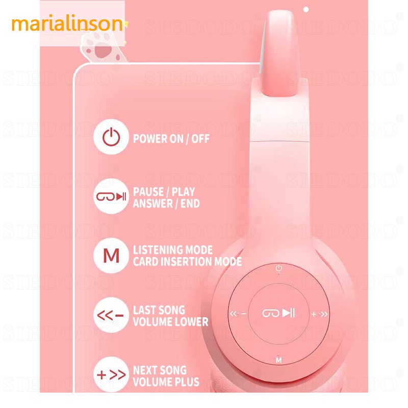 ไฟLEDหูแมว หูฟังแมวสนับสนุน P47M หูฟังบลูทูธไร้สาย 5.0 TWS Tf การ์ด ราคาถูก