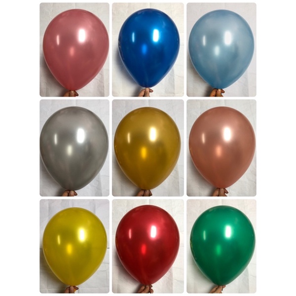 ลูกโป่งกลมเมทัลลิก / มุก 10 นิ้ว (10ใบ)เนื้อหนา สีสวย  metallic balloon พร้อมส่งจากไทย