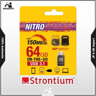 Strontium Nitro 64GB Dual Drive USB 3.1 Metal Flash Pen Drive OTG Up to 150MB/S Micro USB and USB 3.0 3.1 for Android Smartphones Tablets Computers Laptops (SR64GBBOTG2Y)