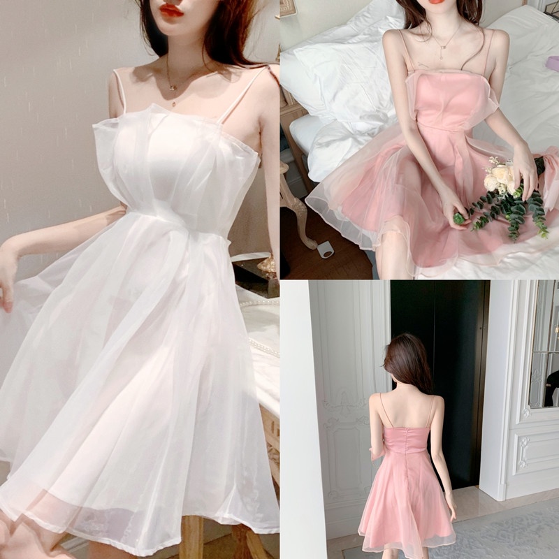 💕coco design💕ชุดเดรส กระโปรงตาข่าย  กระโปรงแขวน ชุดเดรสสีขาว ชุดราตรีชุดออกงาน