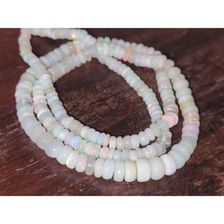 สร้อยคอโอปอลแท้ทรงรี 17.5" (Natural opal round beads necklace)