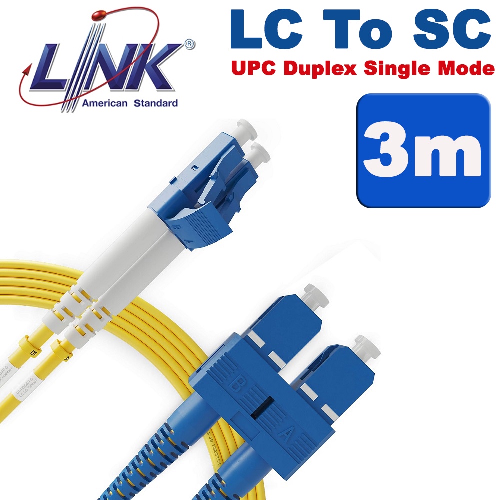 3M Link Fiber Optic patch cord LC To SC UPC Duplex Single Mode OS2 9/125 Fiber Patch Cord