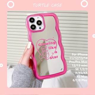 [พร้อมส่ง] ใหม่ เคสป้องกันโทรศัพท์มือถือกระจก ลายการ์ตูนหมี สําหรับ Apple iPhone 14 13 12 11 promax XS XR xsmax se2020 6 7 8plus Mini