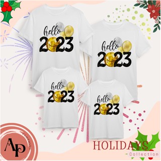 Hello 2023 New Year Family T-Shirt Unisex Setเสื้อยืด