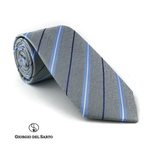 Giorgio Del Sarto Necktie 7.5 cm Grey Fabric Texture เนคไทสีเทามีเท็กเจอร์