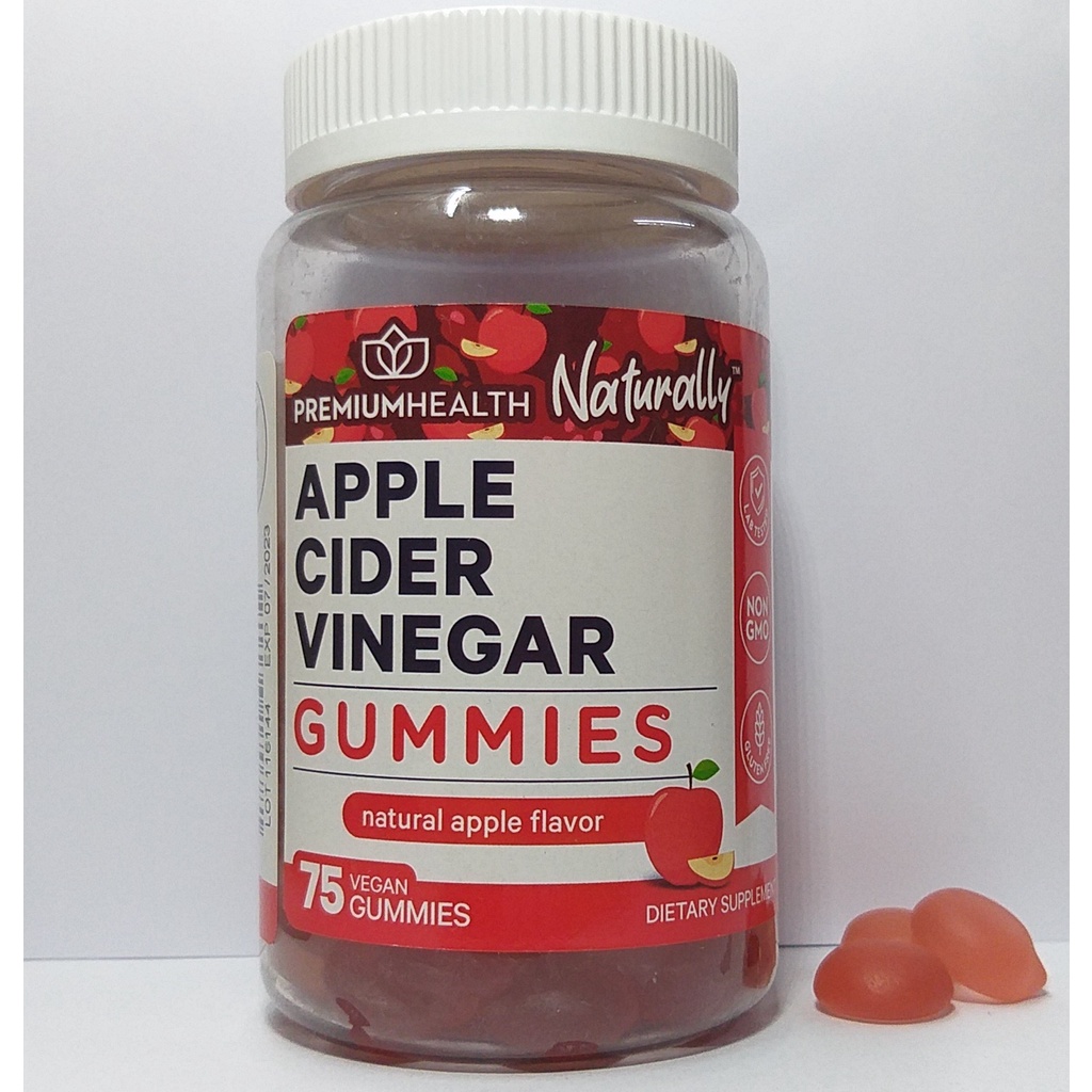 Apple Cider Vinegar 600 mg 75 Gummies แอปเปิ้ลไซเดอร์ กัมมี่ PREMIUMHEALTH Naturally รสแอปเปิ้ล gummy