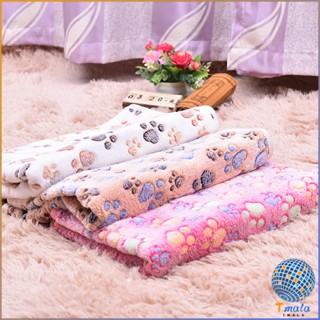 Tmala ผ้าห่ม ชนิดผ้ากำมะหยี่ พิมพ์ลายอุ้งเท้าแมวน่ารัก สำหรับสัตว์เลี้ยง Pet blanket [A619]