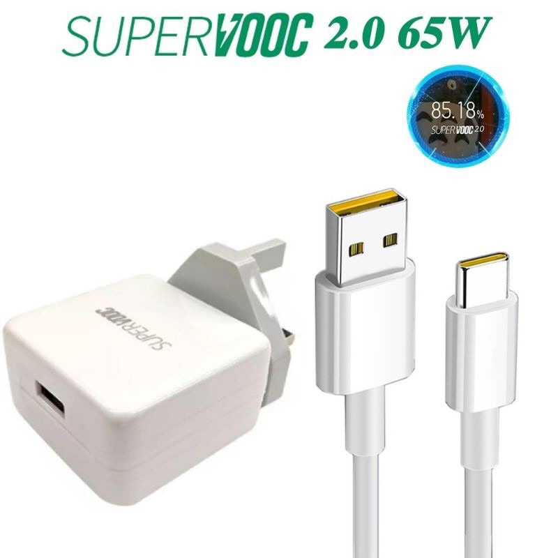65W Charger ประเภท C Supervooc 2.0 Fast Charger 6.5A USB Type-C สําหรับ OPPO A76 A95 A96 R17 Pro Ren