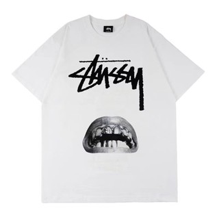 🌟พร้อมส่ง🌟เสื้อวินเทจชาย คอกลมคนอ้วนSTUSSY X RICK OWENS 40 Anniversary Limited Loose Back Signature T Shirts