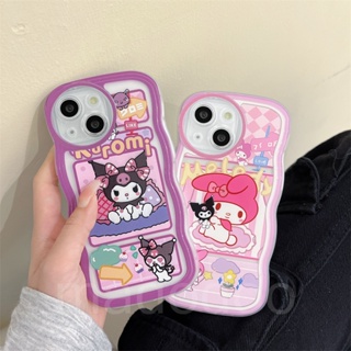 Clear Casing Redmi Note 12 4G 5G 11S 11 10s 10 Pro 9 8 12C A1 10C 10A 9C 9S 9A 6A 5A POCO X4 X5 M3 X3 Pro NFC Cute Cartoon Kuromi Waves Edge Fine Hole Clear Soft Phone Case BW 21