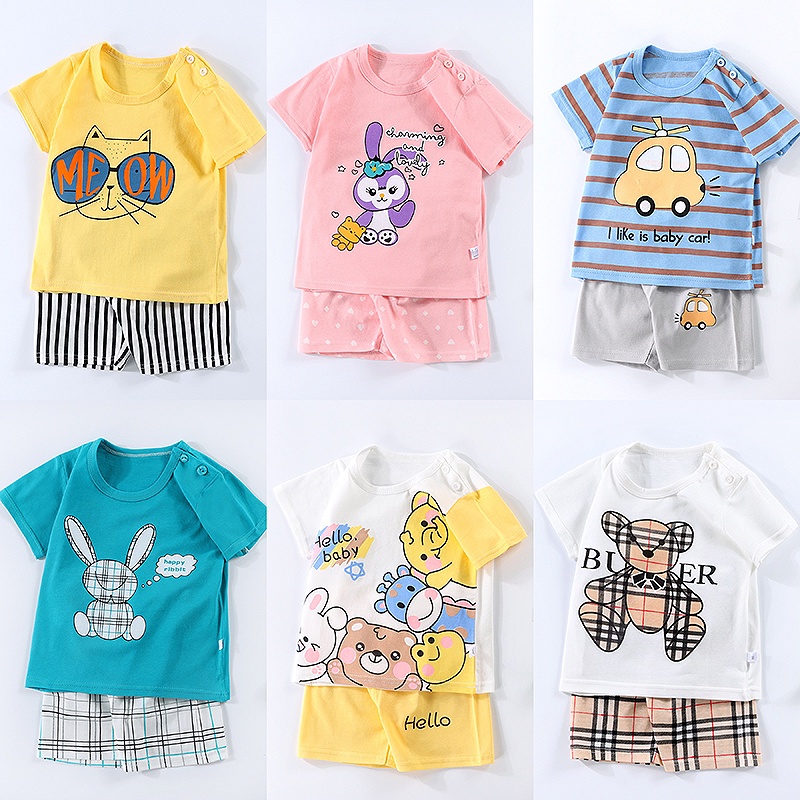 ชุดเซทเด็ก ลายสุดน่ารัก เสื้อแขนสั้น + กางเกงขาสั้น DXT23
