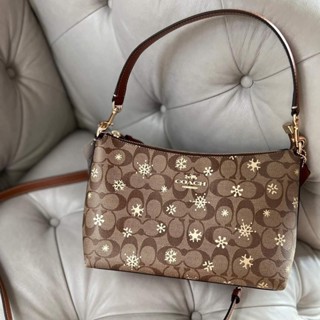 COACH CE586 Clara Shoulder Bag In Signature Canvas With Snowflake Print