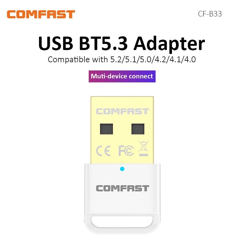 Comfast USB Bluetooth 5.3 Dongle Adapter for PC Speaker Wireless Mouse Keyboard Music Audio Receiver Transmitter Bluetooth CF-B33