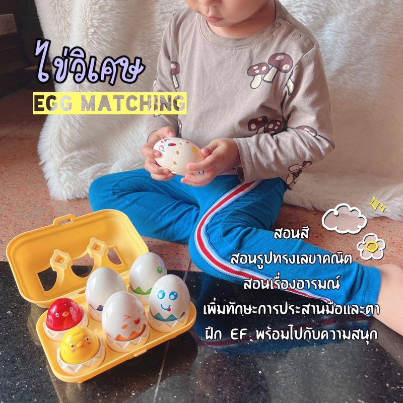 ไข่วิเศษ Geomatric Eggs 6 Color ของเล่นเสริมพัฒนาการ ฝึกการจับคู่ แยกสี Montessori Lookmaebaby
