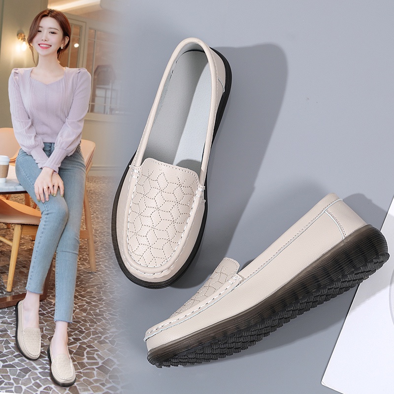 【JINTOHO】รองเท้าโลฟเฟอร์ลําลอง หนังนิ่ม ส้นแบน ใส่สบาย หรูหรา สําหรับสตรี คุณแม่