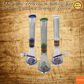 Dazed Wigwag Beaker 18 Inch 9mm Blue / Green / White