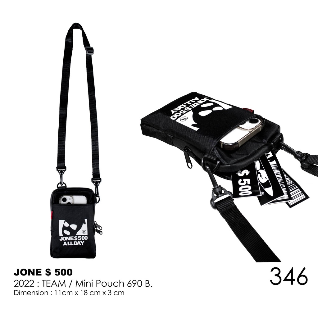 JONE500 ของแท้ NO.346 กระเป๋าสะพายข้างกันน้ำ ขนาด. กว้าง 11 สูง 18 หนา 3