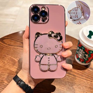 [กระจกแต่งหน้าในที่ยึด] เคสโทรศัพท์ iPhone 7P 8P X Xs XR Xs Max เคสโทรศัพท์ แมว ตัวยึด กระจกแต่งหน้า เคสโทรศัพท์