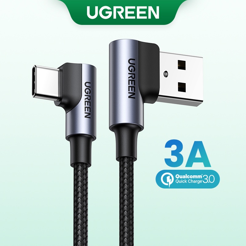 Ugreen สายชาร์จ USB C 90 องศา Type C QC ชาร์จเร็ว 2.0 3.0 สําหรับ compatible compatible for IPad Pro