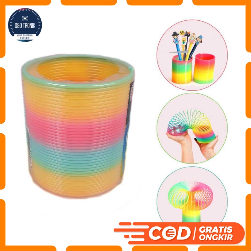 Qixing Spring Rainbow โลหะหลากสี Anti-Stress Slinky ของเล่น