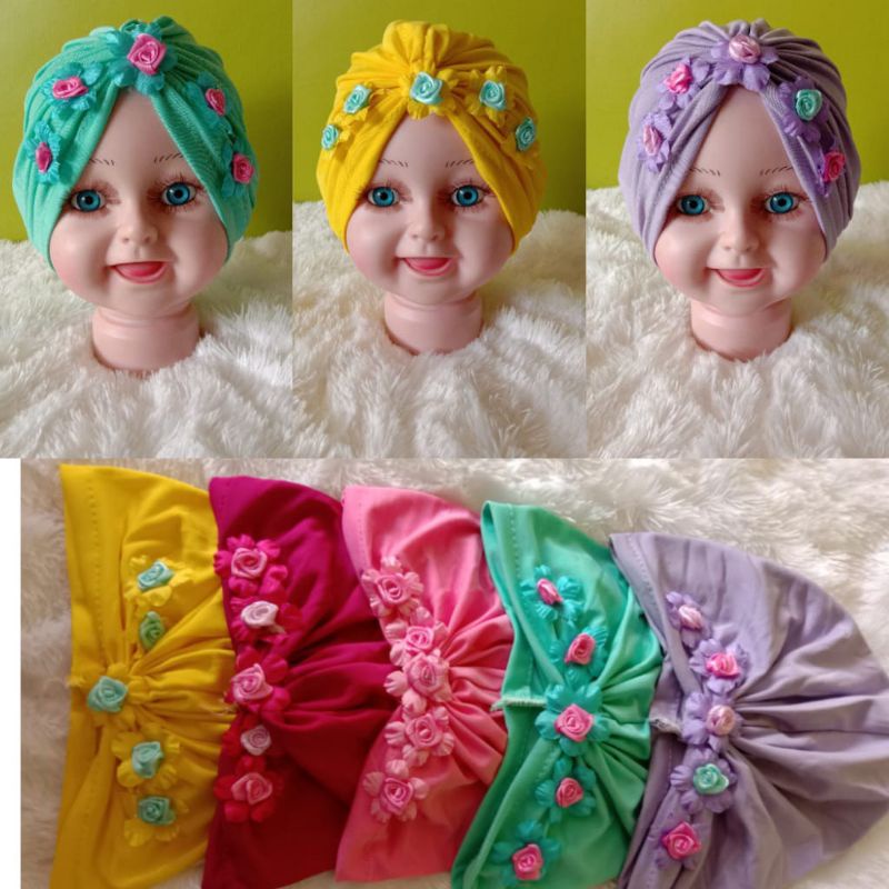 [0-2 ปี] HANA FLOWER BABY TURBAN / HANA FLOWER BABY PEARL TURBAN / BABY CIPUT / BABY HIJAB