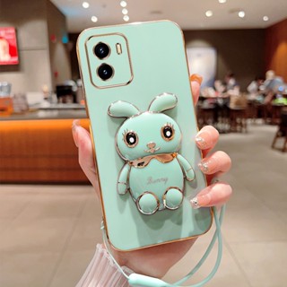 เคสโทรศัพท์มือถือ ลายการ์ตูนกระต่าย พร้อมสายคล้อง หรูหรา สําหรับ VIVO Y15S Y15A Y01