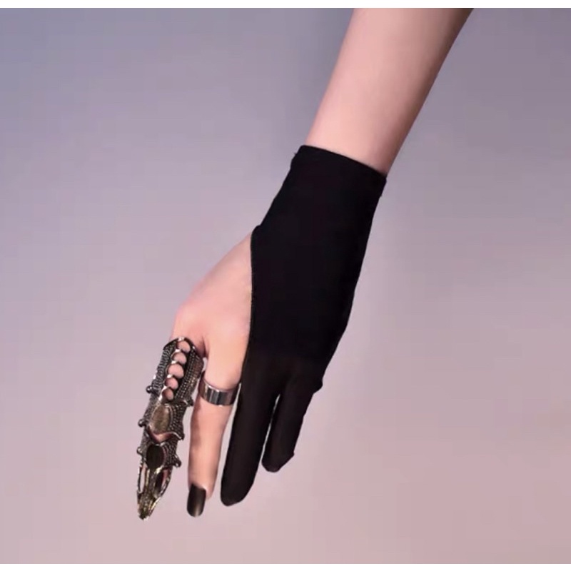 พร้อมส่งจากไทย ❣️ (M13) ถุงมือพังค์ Gothic E-girl ถุงมือสองนิ้วแบบเปิดนิ้วผ้าลื่นใส่สบาย - รูปที่ 3