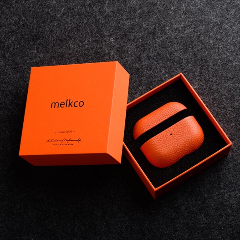 Melkco หนังแท้สําหรับ AirPods Pro 3 สําหรับ AirPod 1 2 3 4 อุปกรณ์เสริมหูฟังลิ้นจี่ฝาครอบหนังวัวธรรม